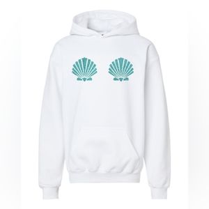 Mermaid shell bra Pullover Hoodie White